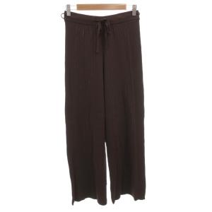 接触冷感ニットリブパンツ ニットリブ F 茶 ブラウン リブ編み ドローストリング /FF GY19