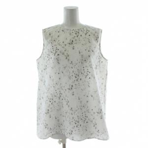 22SS ABSTRACT PETAL PRINT ONDA ブラウス 38 白 ホワイト 総柄 ラウンドネック