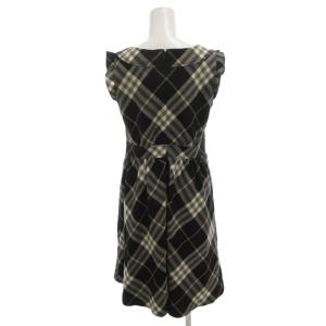 BURBERRY BLUE LABEL ノースリーブワンピース ウール 38 黒 ブラック チェック柄 ラウンドネック ひざ丈 /FF GY64