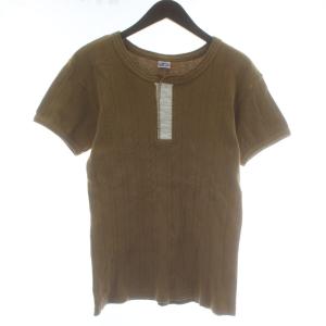 Tシャツ カットソー 半袖 フライス ヘンリーネック 38 茶色 ブラウン /XZ GY03