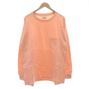 ポケットTシャツ 長袖 ロンT クルーネック 2 オーバーサイズ サーモンピンク /GV GY03