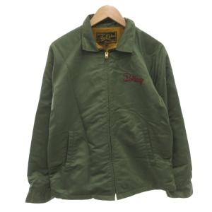 ワークジャケット ブルゾン L カーキ ジップアップ ロゴ デビル刺繍 /FF GY03