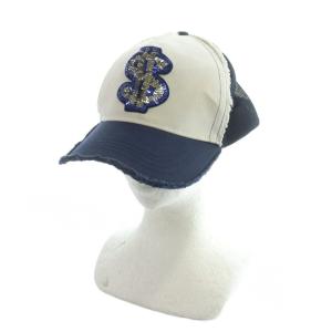 キャップ 帽子 メッシュ スパンコール ロゴ 紺 ネイビー GY03 /MQ