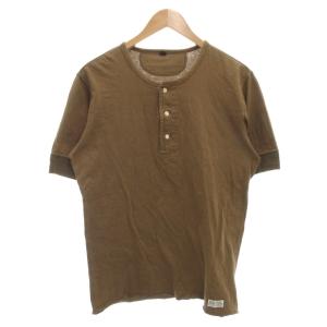 ヘンリーネックTシャツ カットソー 半袖 リブ 38 茶 ブラウン /GV GY03