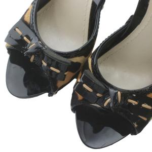 Christian Dior ミュール エナメル ハラコ レオパード リボン 36.5
