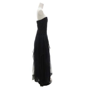 BCBGMAXAZRIA ドレス ワンピース チュール ベロア切替 06 黒 ブラック マキシ ロング丈 /FF GY19