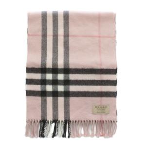 BURBERRY マフラー カシミヤ チェック柄 フリンジ ピンク