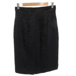 GUCCI タグ付き ジャガースカート シルク混 40 紺 ネイビー 花柄 タイト 300606 /FF GY19