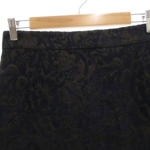 GUCCI タグ付き ジャガースカート シルク混 40 紺 ネイビー 花柄 タイト 300606 /FF GY19