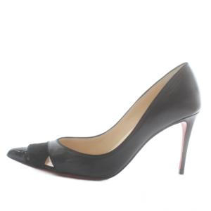 Christian Louboutin パンプス レザー スエード エナメル 切り替え ポインテッドトゥ ハイヒール 36 23?p 黒 ブラック