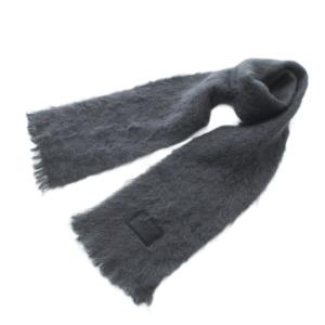 マフラー モヘヤ ウール フリンジ グレー