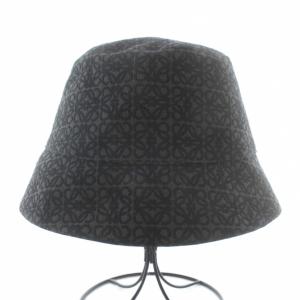 LOEWE バケットハット リバーシブル アナグラム ブラック グレー K820HB1X13