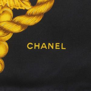 CHANEL スカーフ シルク 大判 総柄 ココマーク ブラック