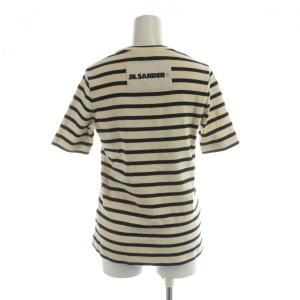 JIL SANDER＋ J40GC0111 23SS カットソー ニット 半袖 クルーネック ボーダー柄 S ベージュ 黒 ブラック
