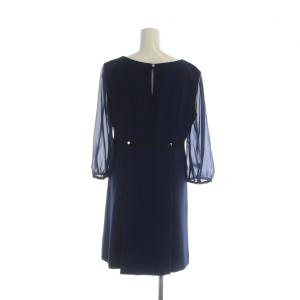 TED BAKER ロングワンピース シアー切替 長袖 2 L 紺 ネイビー GY19 /MQ