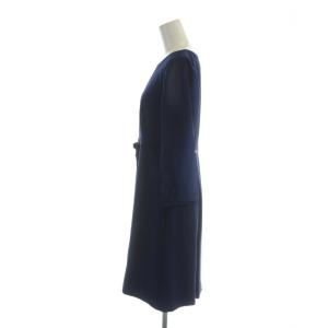 TED BAKER ロングワンピース シアー切替 長袖 2 L 紺 ネイビー GY19 /MQ
