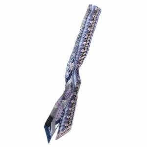 バンドーBB ポップLV ブルーエ スカーフ リボンスカーフ 絹 シルク 総柄 ロゴ マルチカラー /XZ