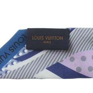 LOUIS VUITTON バンドーBB ポップLV ブルーエ スカーフ リボンスカーフ 絹 シルク 総柄 ロゴ マルチカラー /XZ