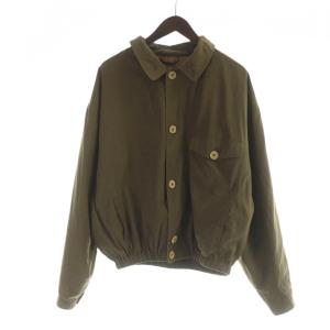 ヴィンテージ ステンカラージャケット ブルゾン 長袖 総裏地 千鳥柄 50 L カーキ 茶 ブラウン GY19