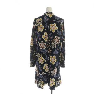 TORY BURCH ロングワンピース 長袖 絹 シルク 総柄 花柄 0 黒 ブラック マルチカラー GY19 /MQ