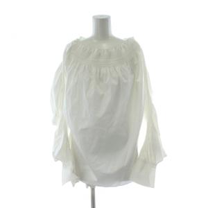 Long Sleeve Smocking ブラウス シャツ フリル 2 白 ホワイト 長袖 オフショルダー
