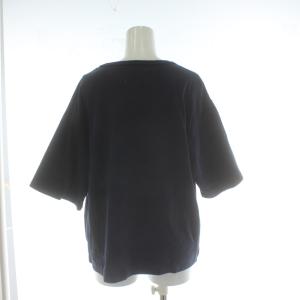 MUVEIL ガーデンプリントTシャツ 刺繍 メッシュ 半袖 カットソー コットン ニット ネイビー 紺色 /PP GY19