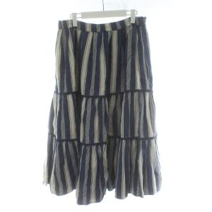 MAX MARA WEEKEND LINE ティアードスカート フレア ストライプ リネン ロング 青 ブルー /PP GY19