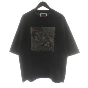 23SS クレイジーパッチワーク刺繍プライムオーバークルーネックTシャツ 半袖 カットソー 2  黒 ブラック