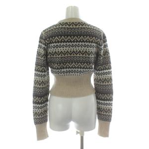 DIESEL M-PASADENA ニット セーター 長袖 ウール クロップド丈 ノルディック柄 S ベージュ マルチカラー