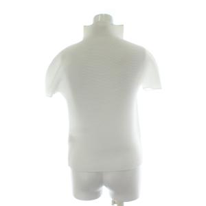 ストレッチプリーツ STRETCH PLEATS カットソー ブラウス 半袖 ハイネック 白 ホワイト