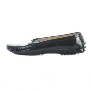 TOD'S ドライビングシューズ ローファー エナメル ビット ロゴ 41 26-27cm 黒 ブラック GY19