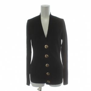 カーディガン ウール XS 黒 ブラック Vネック 長袖 ロゴ金ボタン 50003101 /PP GY19