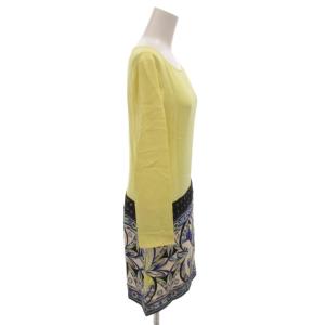 Emilio Pucci ワンピース 長袖 シルク 切替 プッチ柄 ひざ丈 34 黄 イエロー /FF GY19