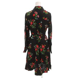 kate spade new york タグ付き オータム フローラル シルクブレンド シャツドレス ワンピース 花柄 長袖 XS 黒 ブラック