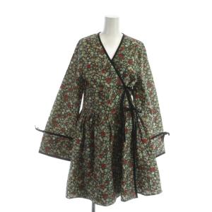 FLORAL PRINTED WRAP DRESS ロングワンピース タグ付き 長袖 花柄 リボン 総柄