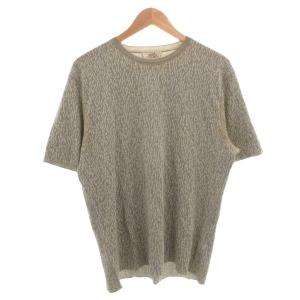 Tシャツ カットソー ストレッチ ニット 半袖 スターマーク Hロゴ 総柄 XL グレー /FF GY19