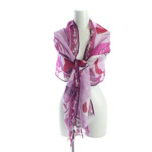 大判ストール スカーフ 麻 リネン ロゴ プッチ柄 総柄 紫 ピンク GY19 /MQ