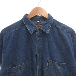 ARMANI JEANS デニムシャツ ロゴ 長袖 M インディゴ /FF GY19