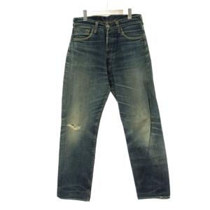 デニム ジーンズ 初期タグ インディゴ ブルー シンチバッグ ダメージ加工 セルビッチ フルレングス /PP