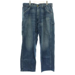 DUNGAREES ワイドペインターパンツ ワークパンツ デニム ストレート ロゴ XL 青 ブルー LM7288