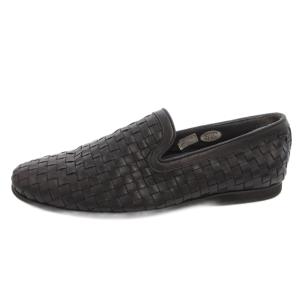 TRUSSARDI ローファー ビジネス レザー メッシュ 編み込み 革靴 27 黒 ブラック /FF GY44