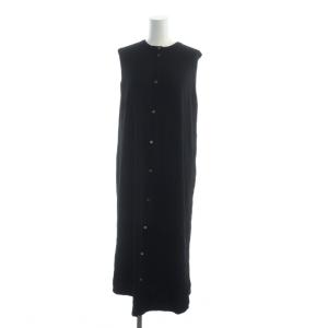 21SS NEW DRESS UP PLACKET DR ノースリーブワンピース ロング ロゴ S 黒