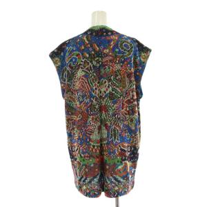 MISSONI ベスト S 青 ブルー マルチカラー ノースリーブ 総柄 Vネック トップス /PP GY44