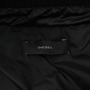 DIESEL ダウン コート 黒 ブラック 長袖 フード付き ひし形キルティング ミドル丈 ダブルジップアップ /PP