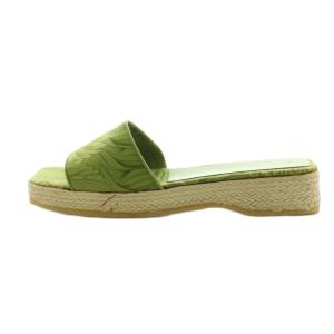 Salvatore Ferragamo サンダル スクエアトゥ エスパドリーユ 花柄 5.5 23.0cm 黄緑 46986 /MI GY64