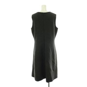 S Max Mara ビジュー ダンボール ドレス ワンピース XL グレー ノースリーブ Vネック ひざ丈 フレアシルエット