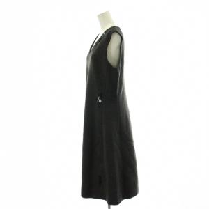 S Max Mara ビジュー ダンボール ドレス ワンピース XL グレー ノースリーブ Vネック ひざ丈 フレアシルエット