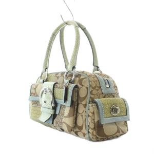 COACH ソーホー ハンドバッグ ベージュ シグネチャー柄 パッチワークデザイン バックル装飾 3692 GY64