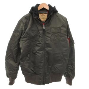 INDUSTRIES MA-1 フライトジャケット パーカー レイヤード ミリタリー ロゴ 刺繍 XL