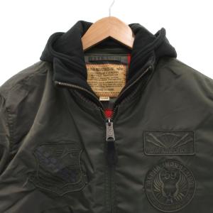 ALPHA INDUSTRIES INDUSTRIES MA-1 フライトジャケット パーカー レイヤード ミリタリー ロゴ 刺繍 XL